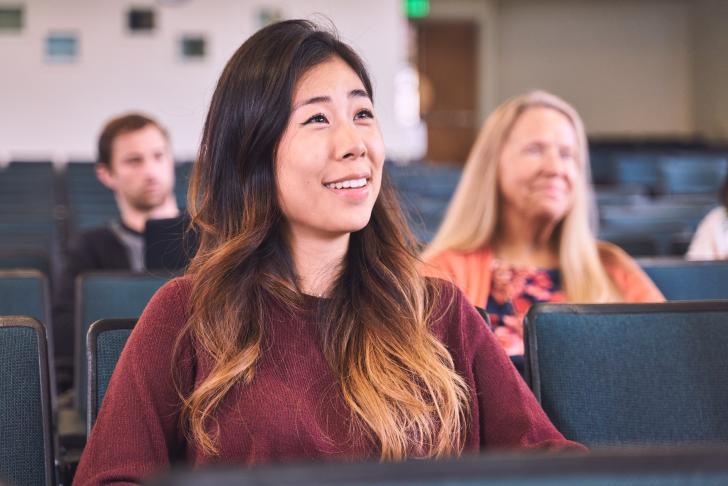 student in auditorium