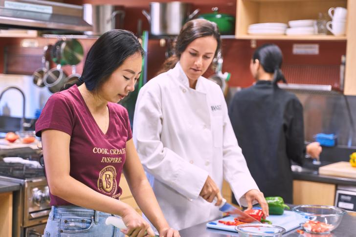 Students in a kitchen