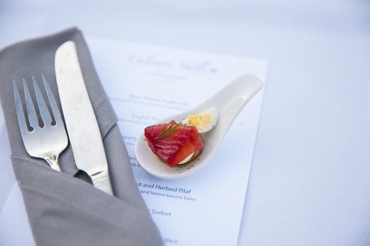 closeup of raw fish in table setting