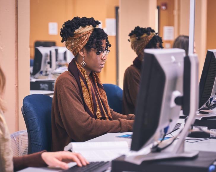 student at computer